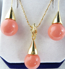 free shipping 00495  Sallei natural nanyang pearl 12mm pink coral pendant drop earring shell bead revision set 2024 - buy cheap