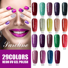 Saroline  Rainbow Colors Fashion Neon Gel Varnish Art Glitter Neon Nail Gel Polish Soak Off UV Colorful Acrylic Gel Lacquer 2024 - buy cheap