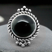 Hot sale new Style >>>> Natural Black stone Sterling Silver 925 Bali Handcrafted Ring 7/8/9 2024 - buy cheap
