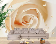 beibehang papel de parede Custom wallpaper 3d mural stereo rose butterfly love flower TV background wall living room wallpaper 2024 - buy cheap