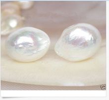 charming 10-11mm natural south sea baroque white pearl stud earring14k 2024 - buy cheap