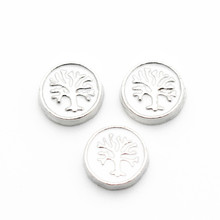 Newest 10pcs/lot Metal Enamel Round Lift Tree Silver Floating Charms For Living Glass Memory Lockets Necklace DIY Jewelry 2024 - buy cheap