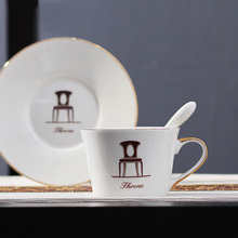 Nordic Style Bone China Coffee Cup Saucer Spoon Set 150ml British Cafe Porcelain Tea Cup Advanced Ceramic Sail Logo Teacup 2024 - buy cheap