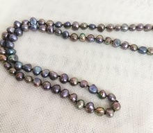 30'' 80cm Women Jewelry necklace 9x10mm black brown gray colors baroque flat pearl handmade Real cultured freshwater pearl gift 2024 - buy cheap