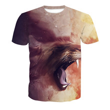 3D звезды Galaxy лев тигр Для мужчин футболка животного сексуальные топы с короткими рукавами Для мужчин s Фитнес довольно футболки на космическую тематику хип-хоп мода Костюмы 2024 - купить недорого