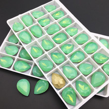 Novidade cor opala verde cristal de vidro 13x18mm cristal forma de lágrima pedra chique k9 vidro gotículas contas de qualidade fabricação de jóias 2024 - compre barato