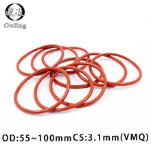 Red Silicon Rings Silicone/VMQ O ring 3.1mm Thickness OD55/60/100mm Rubber O-ring Seal Silicone Sealing Gasket Sanitary Washer 2024 - buy cheap
