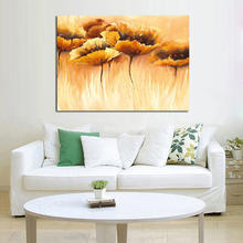 New Free Shipping Modern Abstract Pictures Yellow Flower Oil Painting on Canvas Abstract Wall Art for Home Decor Handpainted 2024 - buy cheap