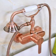 Antique Red Copper Bathroom Faucet Mixer Tap Wall Mounted Hand Held Shower Head Kit Shower Faucet Sets Kna320 2024 - buy cheap
