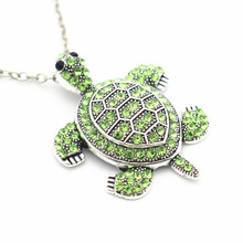 Hot Sale 1pcs Metal Chains Necklace Jewelry Vintage Turtle Green Full Rhinestone Pendant  Fashion 2024 - buy cheap