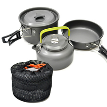 ARICXI портативный чайник для кемпинга набор кастрюль из алюминиевого сплава уличная посуда 3 шт./компл. чайник Инструмент для приготовления пищи для пикника барбекю 2024 - купить недорого