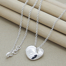 Hot Selling Chain Necklace 925 Jewelry Silver Heart Shape Pendant Necklaces For Women Girl Jewelry New 2019 2024 - compre barato