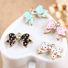 MRHUANG Drop Oil Charms 10pcs Lucky bow floating Enamel Charms Alloy Pendant fit for bracelet DIY  Fashion Jewelry Accessories 2024 - buy cheap