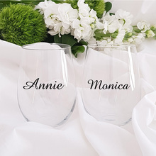 Ideal for Classic Champagne Glasses Cup Sticker Wedding Decoration Custom Name Party Glass Poster Mural Decals W400 2024 - buy cheap