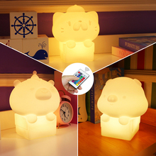 Cat/Piggy/Bear LED Night Light Warm White/RGB Remote Control Table Bedside Cartoon Animal Lamp for Bedroom Baby Room Kids Gift 2024 - buy cheap