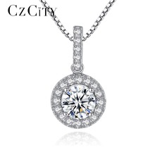 CZCITY Luxury 925 Sterling-Silver Pendants Necklace for Women Fine Jewelry Wedding Gift Engagement Silver Jewelry for Women Gift 2024 - buy cheap
