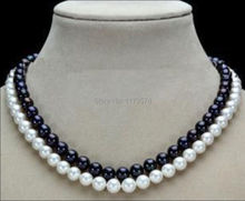 Женское ожерелье с пресноводным жемчугом Youcaihua, 2 ряда, 7-8 мм, черное, белое, 2019 2024 - купить недорого