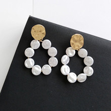 Fashion Women Simulated-pearl Round Stud Earrings for Women Piercing Flat pearl Flower Earrings jewelry accessories wholesale 2024 - buy cheap
