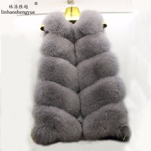 Linhaoshengyue Five Rows of Real Natural Fox Fur Vest 2024 - buy cheap