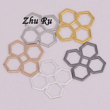 ZHU RU 5 шт./лот 24,5*21,5 мм ажурное шестигранное соединение в форме цветка ожерелье браслет ювелирное изделие ручной работы сделай сам 2024 - купить недорого