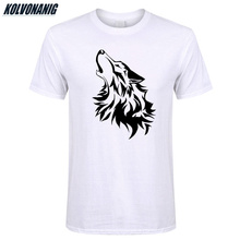 Cotton O-Neck Short Sleeve Oversized T Shirt Men 2021 New Summer Howl Wolf Funny Animal Graphic Print T-Shirts Tops 2024 - buy cheap