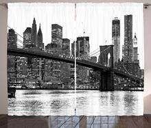 Cortinas modernas de Brooklyn, puesta de sol y puente con la ciudad de York americana, ciudad famosa, imagen de sala de estar, dormitorio, ventanas 2024 - compra barato