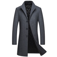 Брендовый новый зимний Тренч, Мужское пальто, шерстяное пальто для мужчин, длинное пальто, мужской Тренч, повседневный однотонный шерстяной Тренч Abrigo Hombre 2024 - купить недорого