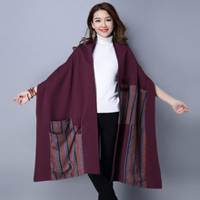 Capa de algodón estilo Vintage para Mujer, Poncho largo elegante con capa de retales, chal de invierno, AA4466, 2021 2024 - compra barato