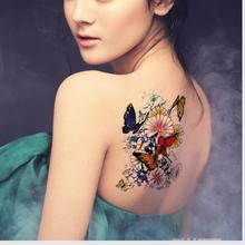 Водостойкая Временная тату-наклейка, дикие хризантемы с бабочкой, тату-наклейки флэш-тату, искусственная татуировка для женщин и девочек 2024 - купить недорого
