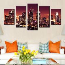 Wall Decor Red Light City Night Picture Landscape Canvas Prints Painting Cityscape Artwork Wall Art for Home Decor Bathroom Gift 2024 - buy cheap