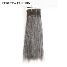 Rebecca Remy-extensiones de cabello humano liso Yaki brasileño, 1 paquete de 10-14 pulgadas, cabello de salón de color negro, gris y plateado, 113g 2024 - compra barato
