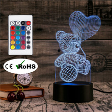 3D Led Novety Lighting Creative Gift Night Light  Table Lamp Balloon Bear Light Led Home Corridor Hotel Party Atmosphere Lights 2024 - buy cheap