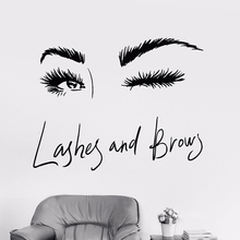 Lashes and Brows Vinyl Wall Deca Beauty Salon Decoration New Design Beautiful Girl Eyes Wink Wall Spa Salon Wall Decor N31 2024 - buy cheap