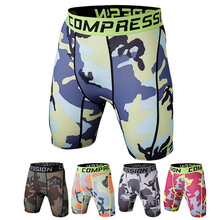 Psvteide short de compressão esportivo masculino, bermuda de treino para homens crossfit elástica 3xl tamanho boxer camuflado 2024 - compre barato