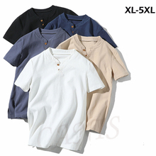 Summer Short Sleeve White Shirt Cotton Linen Casual Slim Tops Stand Collar Plus Size Solid Color Comfortable Men Shirt 2024 - buy cheap