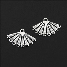 20Pcs  Silver Color Exquisite Hand Fan Charms Traditional Chinese Culture Pendant Jewelry Making Accessories 24x14mm A3132 2024 - buy cheap