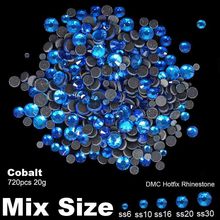 Hotfix Rhinestones Cobalt Mixed sizes SS6 SS10 SS16 SS20 SS30 720pcs 20g for Rhinestone Motifs Nail Art Dec Shiny Nail Dec. 2024 - buy cheap