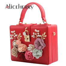 Luxury Handbags Women Bags Designer Diamond Shoulder Crossbody Chains Evening Flap Ladies Flower Box Lock Clutch Purse 2024 - buy cheap