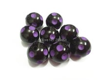 Newest !!20mm 100pcs/lot Black With Purple Polka Dot Beads,Chunky Beads For Kids Necklace Making 2024 - buy cheap