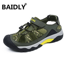 New Men Sandals Genuine Leather Sandals Men Summer Causal Shoes Beach Sandals Man Fashion Outdoor Sneakers 2024 - buy cheap