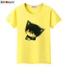BGtomato Футболка маленькая черная кошка Забавные футболки Горячая Распродажа Новый бренд harajuku футболка женская крутая летняя модная одежда 2024 - купить недорого