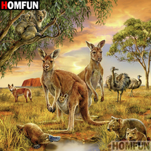 Homfun pintura diamante completa quadrada/redonda 5d, "animal canguru", 3d, bordado, ponto cruz, presente, decoração de casa, a09380 2024 - compre barato