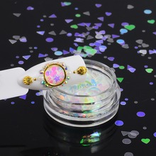 1 caja holográfica de copos de brillantina para uñas, espejo iridiscente con lentejuelas de estrellas, polvo cromado redondo para decoración de manicura 2024 - compra barato