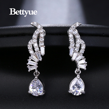 Bettyue Brand Symmetric Fashion Luxury Silver Plated Cubic Zircon Female Wings Shape Jewelry Earrings Florid Wedding Gifts 2024 - buy cheap