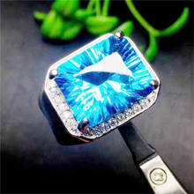 Мужское кольцо с натуральным голубым топазом, серебро 10 х12 мм, 8 карат, S8061901 2024 - купить недорого
