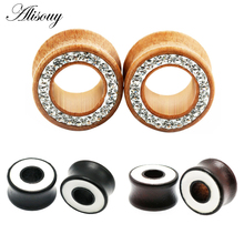 2pcs Natural Wood Zircon Enamel Ear Piercings Ear Plugs Tunnels Ear Stretchers Plugs and Tunnels Piercing Plug Ears Body Jewelry 2024 - buy cheap