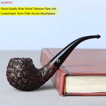 OLDFOX Good Quality Briar Wood Bent Smoking Pipe with Customized Taper Acrylic Mouthpiece 9mm Filter Tobacco Pipe aa0008k01 2024 - купить недорого