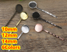 Grampos de grampo de cabelo antigos de bronze, dourado/prata/preto, com cabochão 10mm,12mm,14mm, bandeja, acessórios de joias, 100 peças 2024 - compre barato