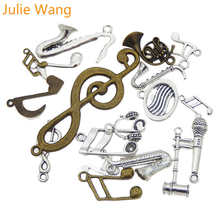 Julie Wang 10PCS Randomly Mix Musical Instrument Alloy Charms Music Notes Pendant Earrings Findings Jewelry Making Accessory 2024 - buy cheap