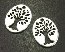 10pcs  Silver Color Hollow Tree Charms Pendants For Jewelry Making DIY Handmade Craft 26x20mm A1903 2024 - buy cheap